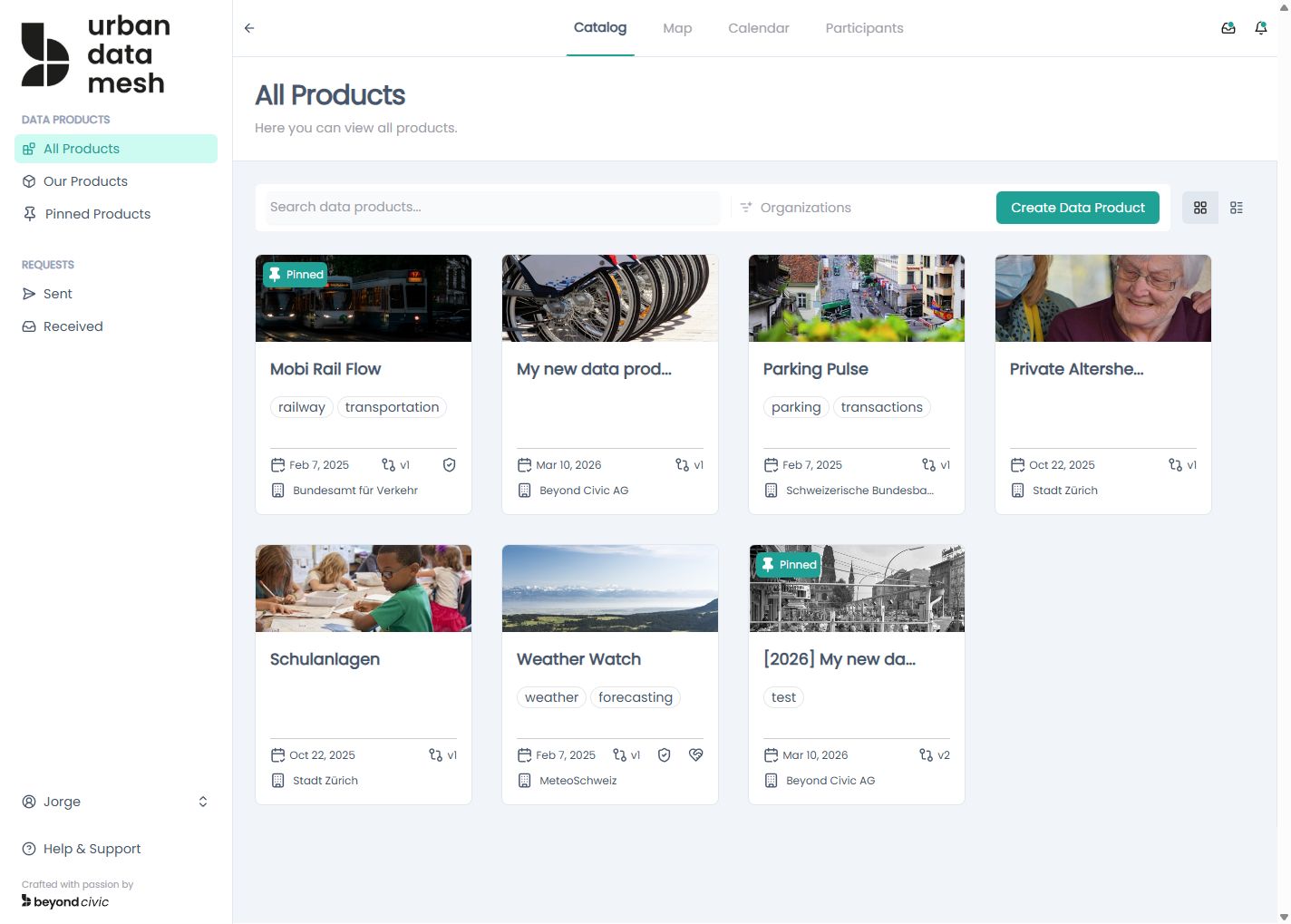 Product catalog grid view